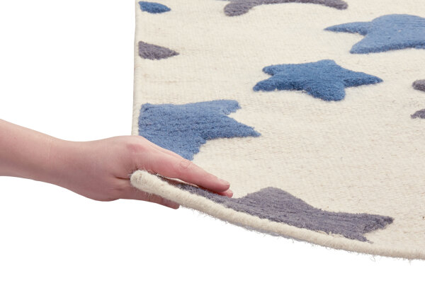 Virgin wool rug Happy Rugs SEASTAR nature / blue-gray 120x180 cm, 109