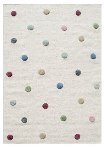 Teppich Happy Rugs COLORDOTS Naturfaser handmade natur/multi 100x160 cm