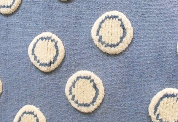 Schurwoll Teppich Happy Rugs RING blau/natur 120x180 cm + gratis Anti